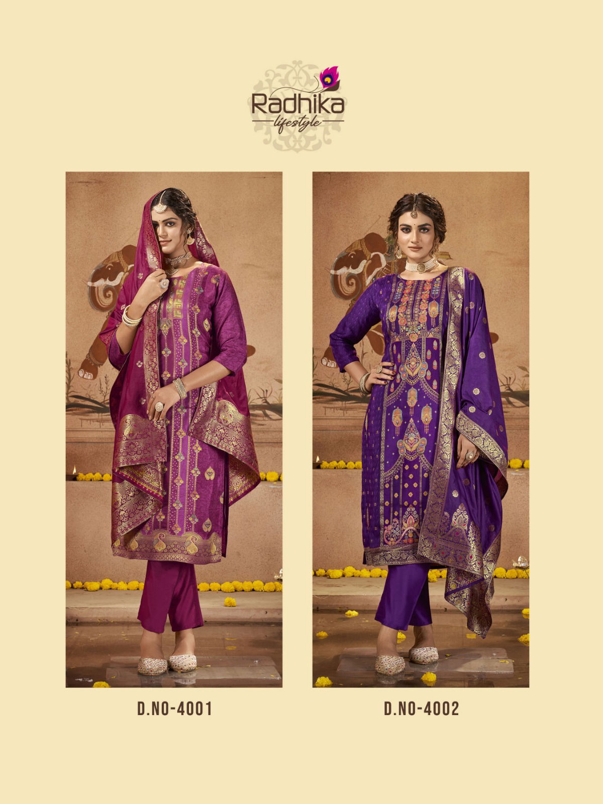 Radhika Banarasi Vol 4 Dola Silk Readymade Suits Catalog
